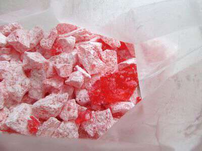 powdered sugar on hard rock candy to keep from sticking