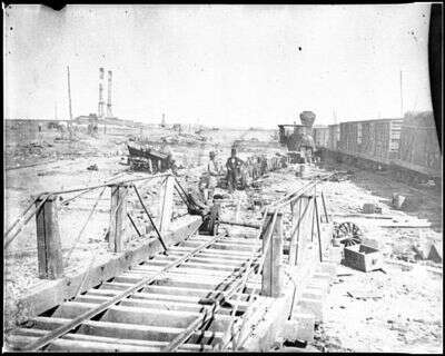 Manassas, Va. Orange and Alexandria Railroad wrecked by retreating Confederates