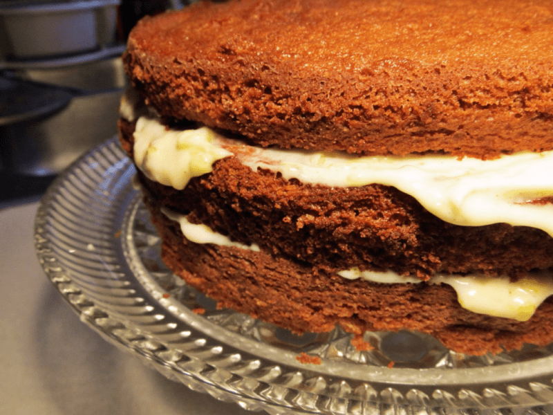 Chocolate brown sugar cake with spicked pumpkin frosting recipe