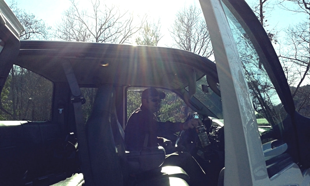 Man sitting in truck