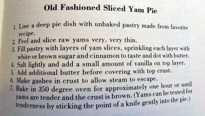 Old fashioned sliced yam pie
