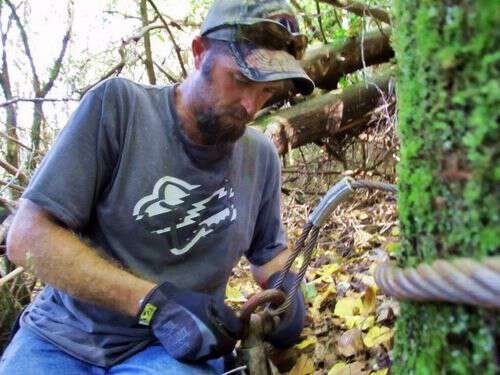 Using a winch to cut trees in wnc