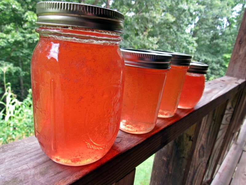 Making peach jelly from peelings