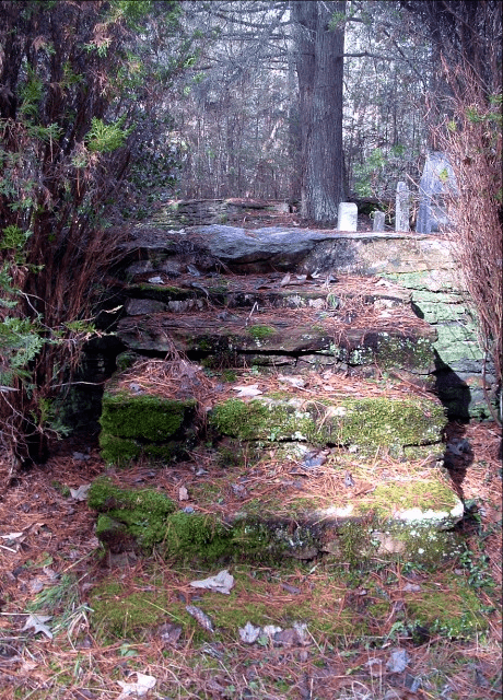 Steps leading to harshaw family cemetery