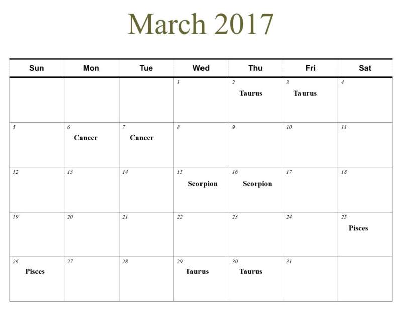 Planting by the Signs Calendar March 2017 Blind Pig and The Acorn