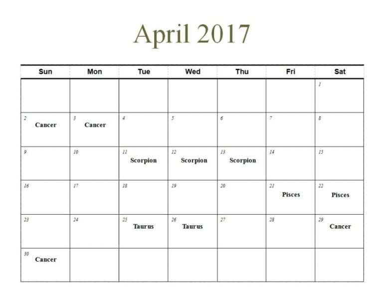 planting by the signs calendar april 2017
