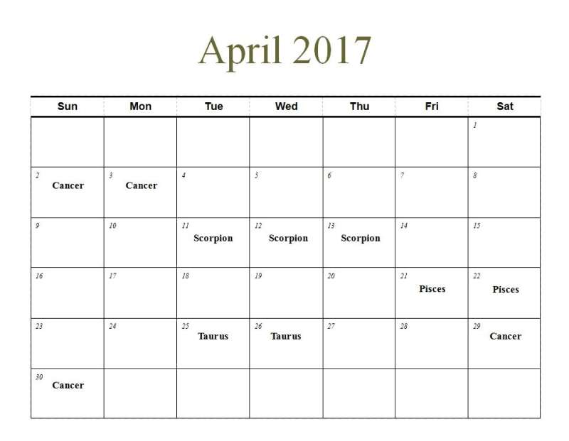 planting by the signs calendar april 2017