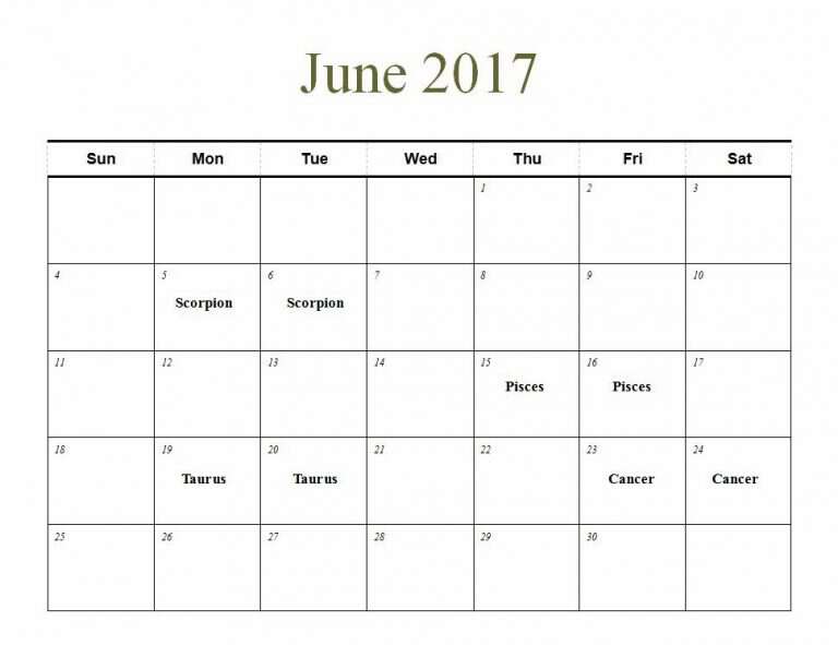 Planting by the Signs Calendar – June 2017