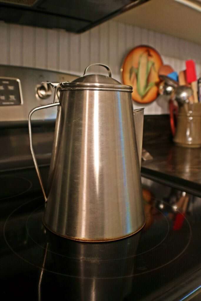 5 Cup Vintage Tin Coffee Percolator Metal Camping Coffeepot