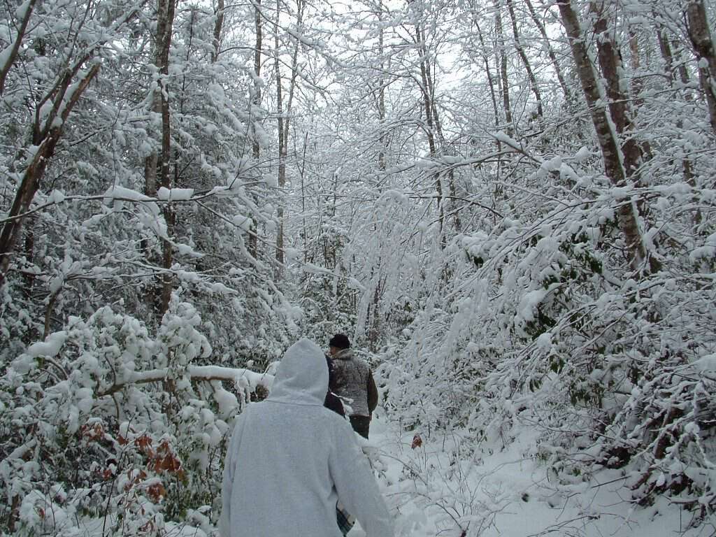 hiking in the snow