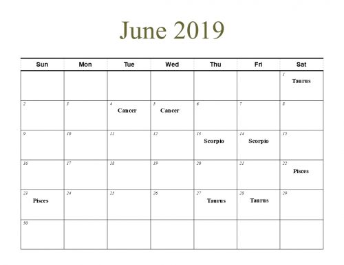 calendar of june