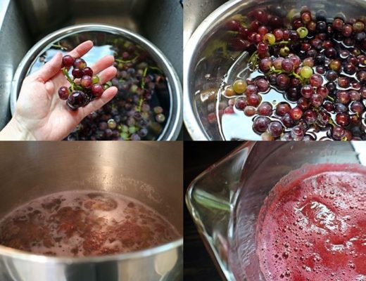 process of making jelly with grapes