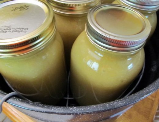 jars of applesauce in canner