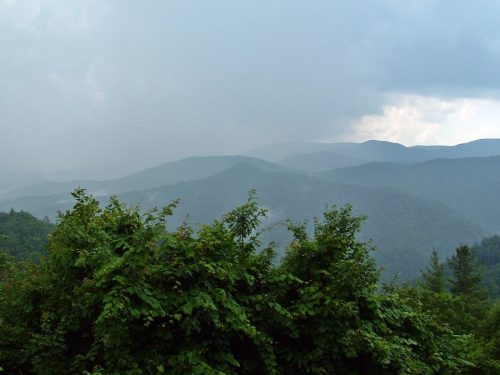 mountains with storm rolling over them