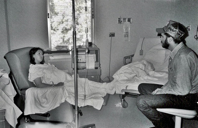 man and woman in hospital room