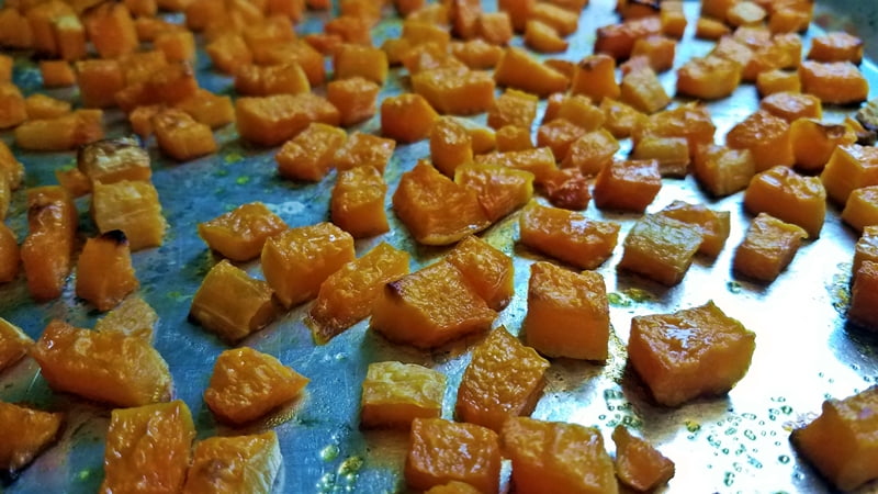 pan of roasted butternut squash