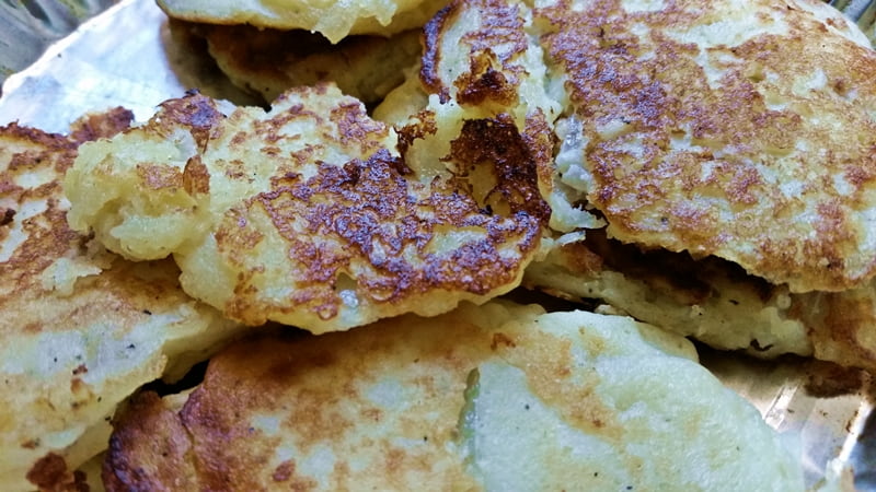 pan of potato cakes