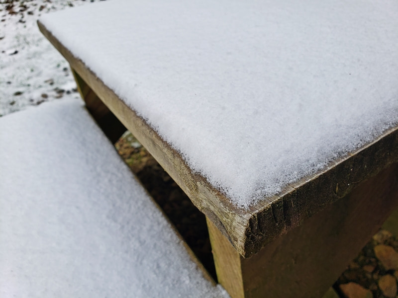 small amount of snow on steps
