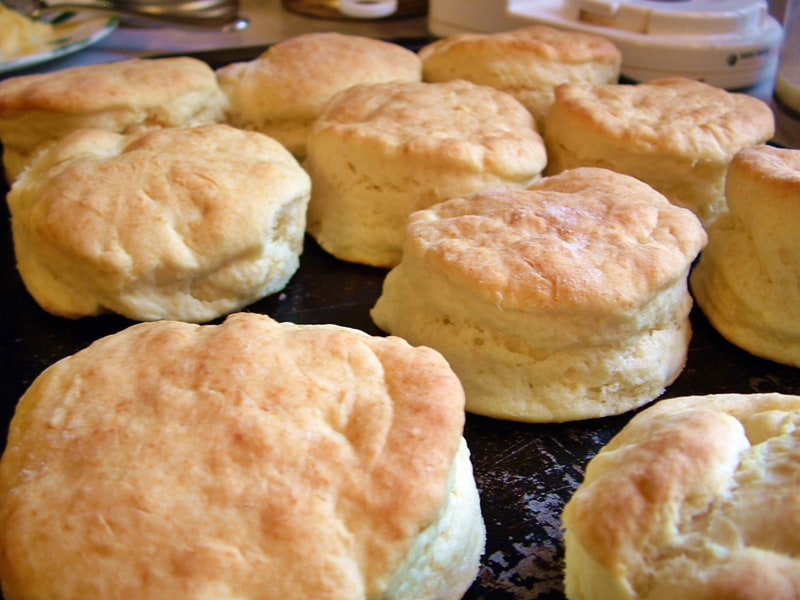 pan of biscuits fresh from oven