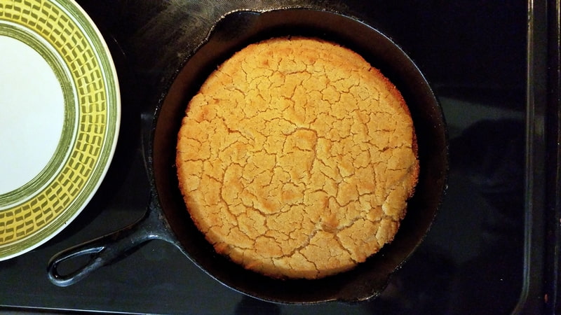 corn lightbread in pan on stove