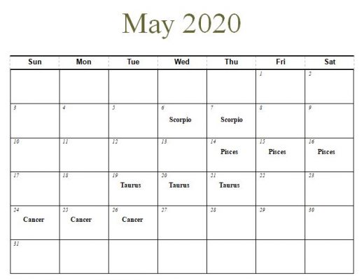 planting calendar for May 2020