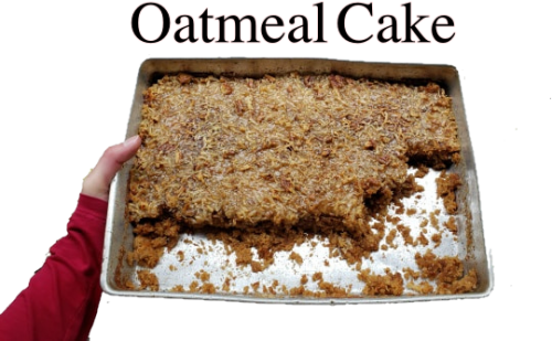 Oatmeal cake in pan