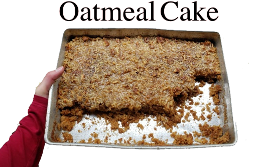 Oatmeal cake in pan