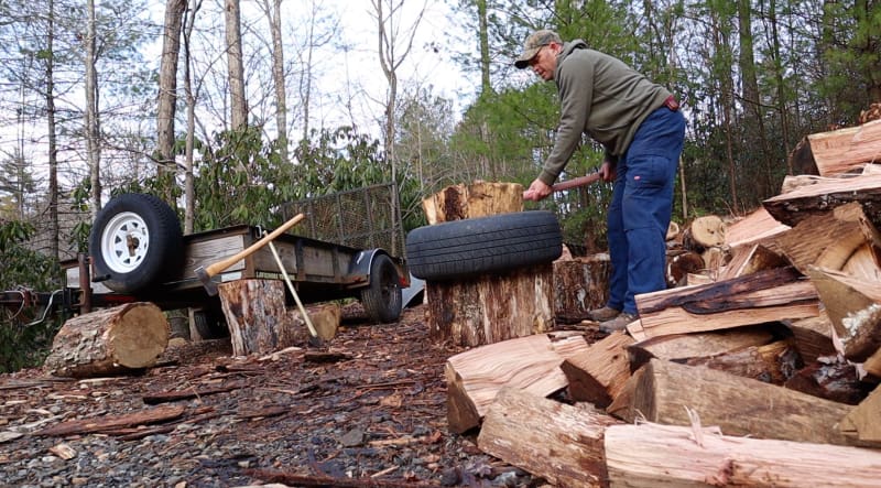 chopping wood