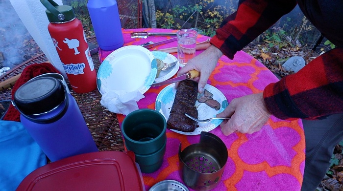 Matt cutting deer tenderloin