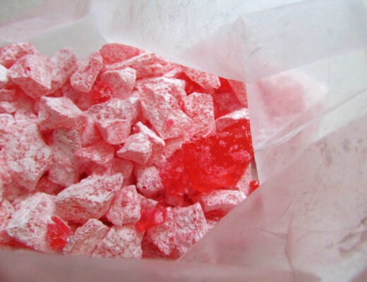 red Christmas hard rock candy