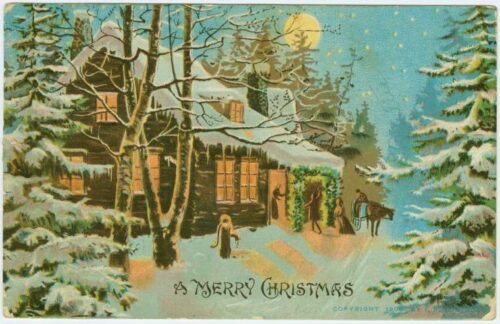 Christmas card with cabin