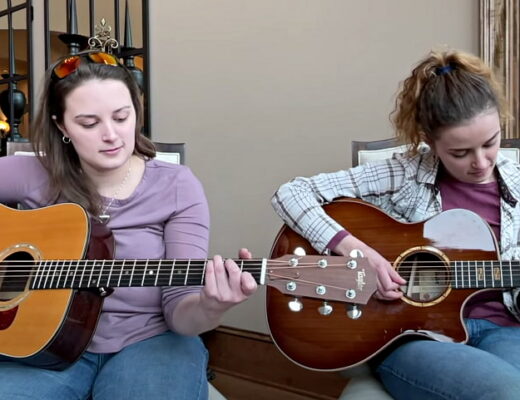 corie and katie with guitars