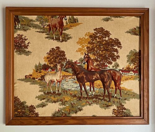 Framed Fabric with horses 