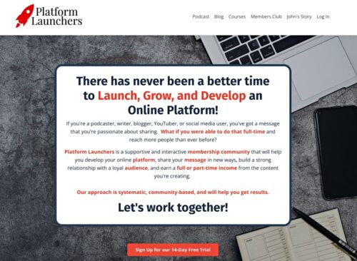 Website Platform Launchers home page