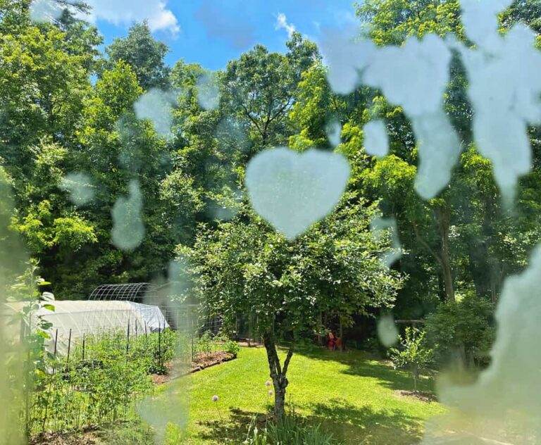 fogged window with heart in it