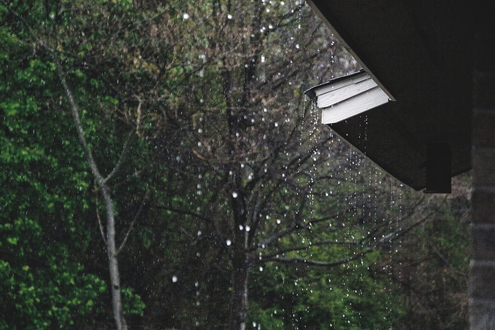 rain falling on house