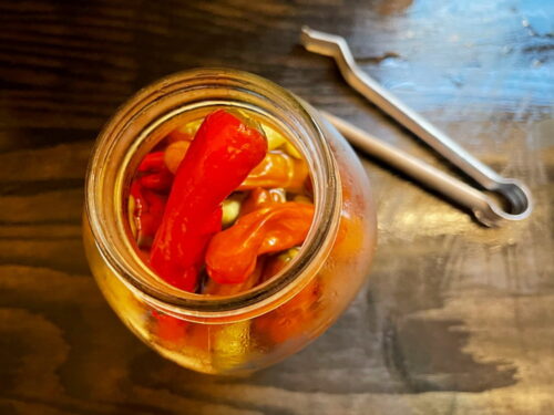 Jar of pickled peppers