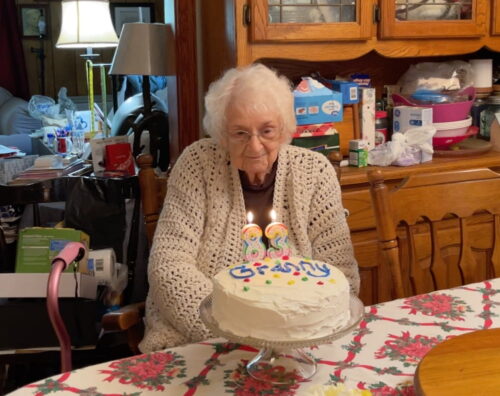 granny with birthday cake