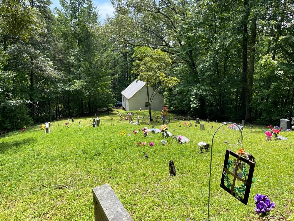 graveyard on steep hill