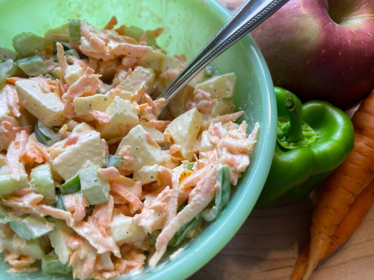 salad in green bowl