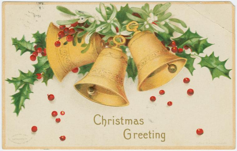post card with Christmas bells