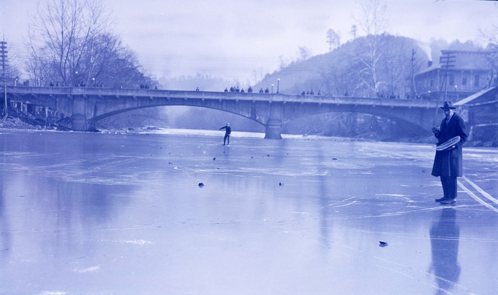 frozen Tuckasegee River in Bryson City