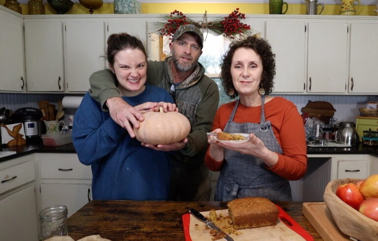 people eating pumpkin bread