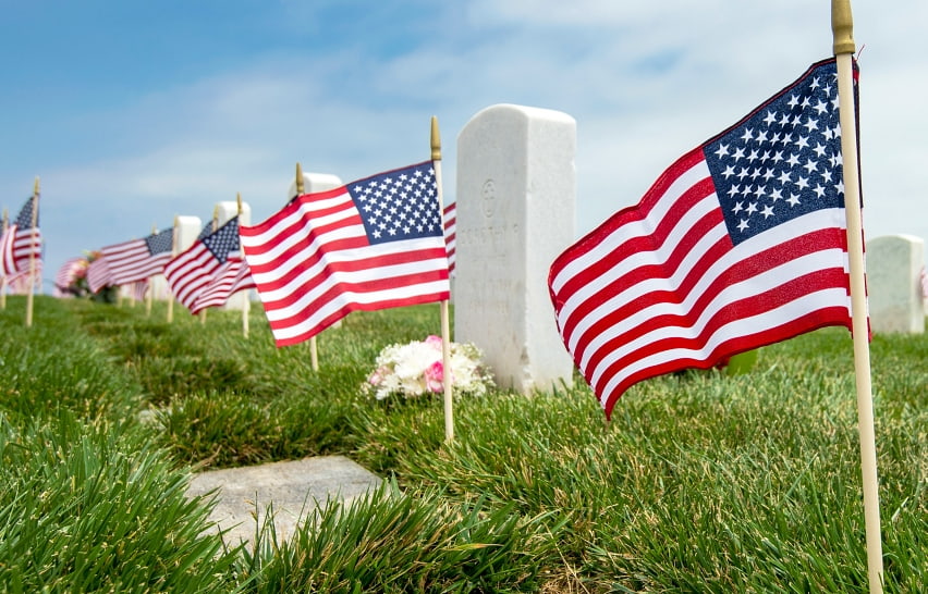 flags on graves