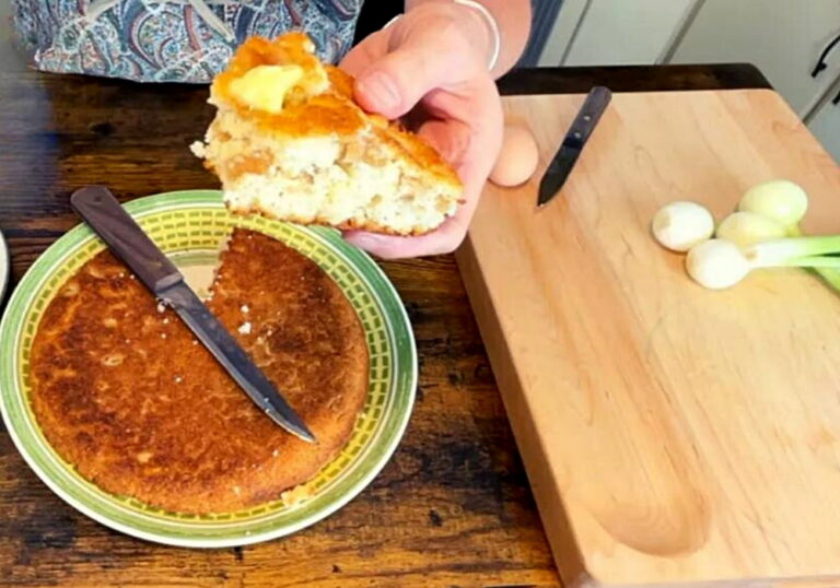 hand holding cracklin bread