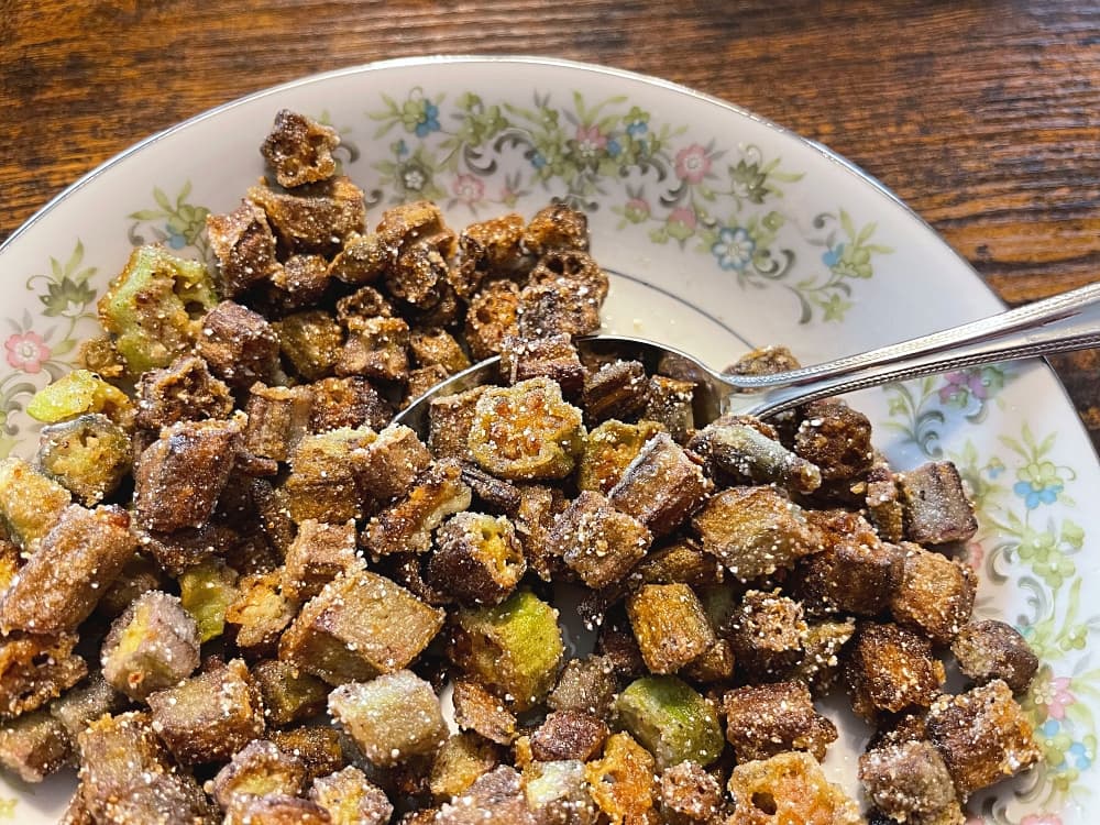 bowl full of fried okra