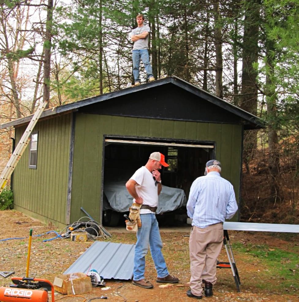 men working on garage