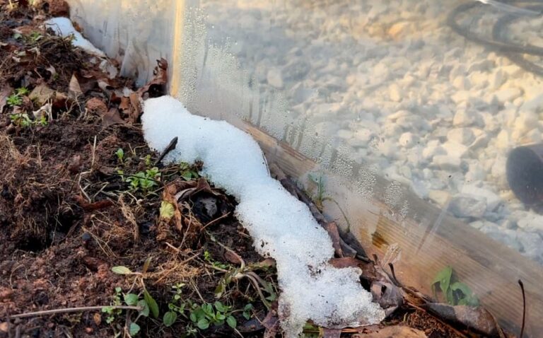line of lingering snow