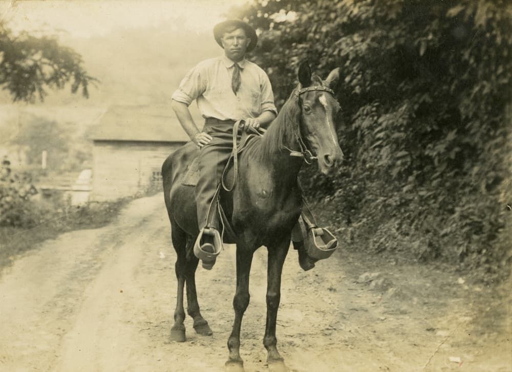 man on horse in road