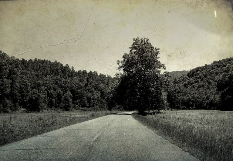 old photo of road